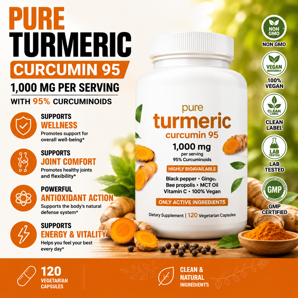 Zyvera™ GoldenRelief | Arthritis & Joint Pain Relief | Turmeric Curcumin 1000mg
