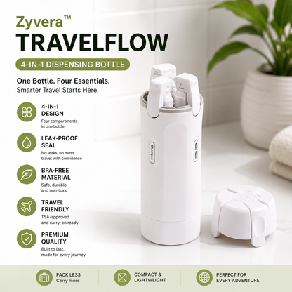 Zyvera™ TravelFlow Dispenser | Pack Less. Carry More.